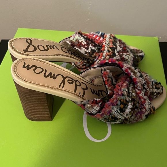 Sam Edelman Oda Slide Tweed Multicolor Knot Top Mule - Picture 13 of 14